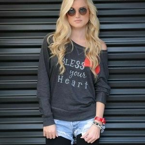 Farm Bred Bless your Heart off the shoulder top